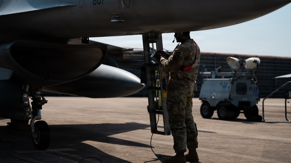 FF 26-1: 31 AEW Airman marshals 35 FS aircraft