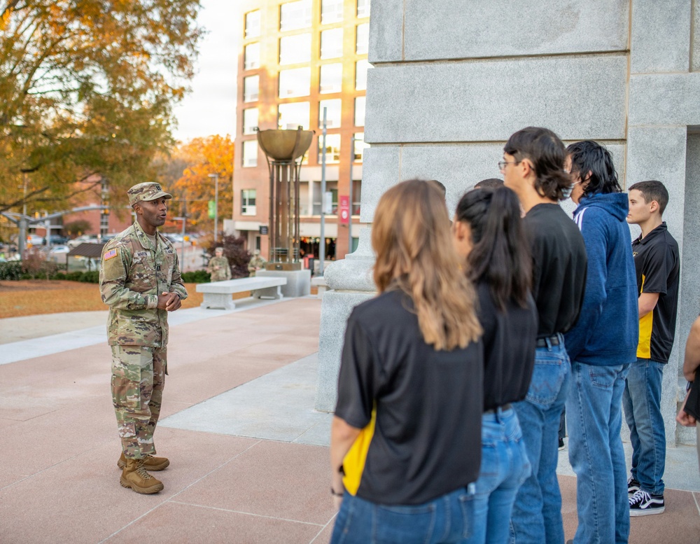 Captain Terence Martin swears in future soliders.