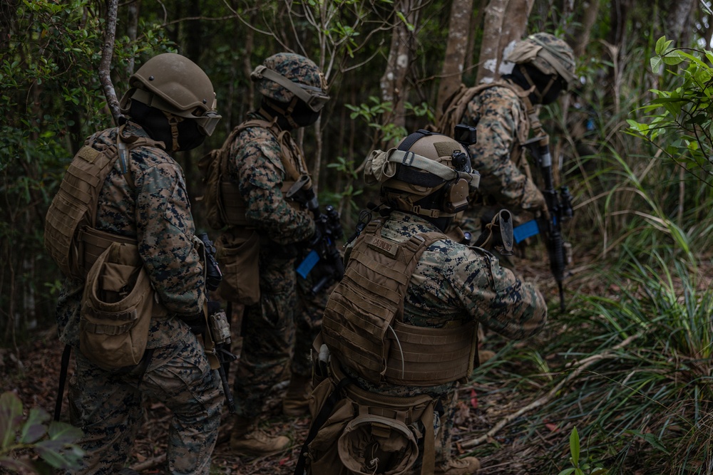 COMMSTRAT Marines conduct a field training exercise at Camp Hansen