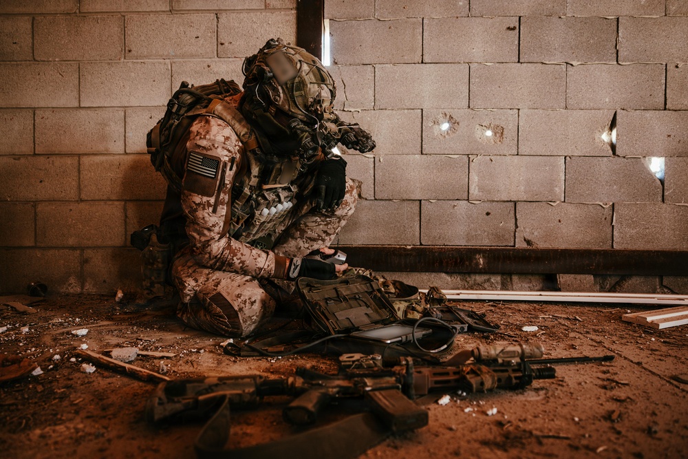 U.S. Marine Raiders conduct combined arms live-fire exercise