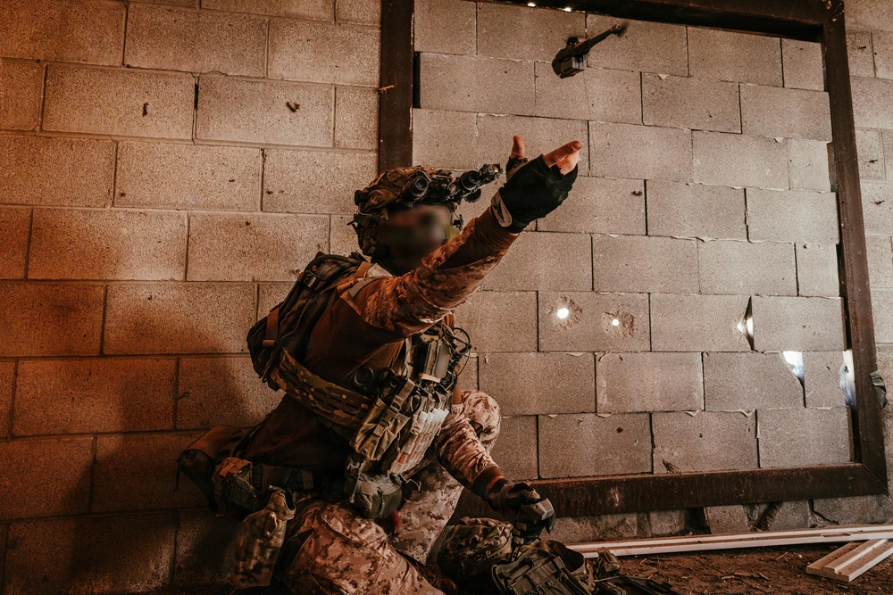 U.S. Marine Raiders conduct combined arms live-fire exercise