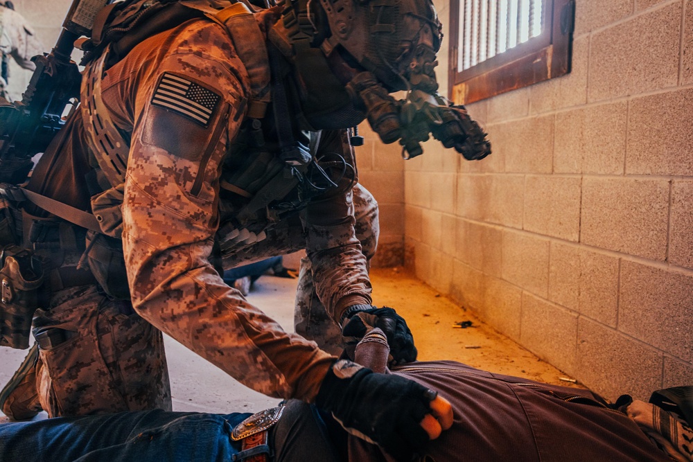 U.S. Marine Raiders conduct combined arms live-fire exercise