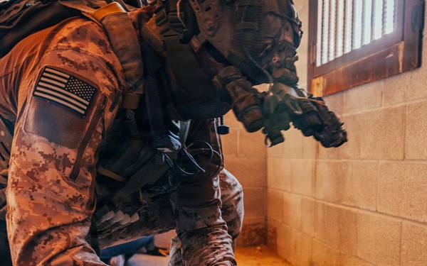 U.S. Marine Raiders conduct combined arms live-fire exercise