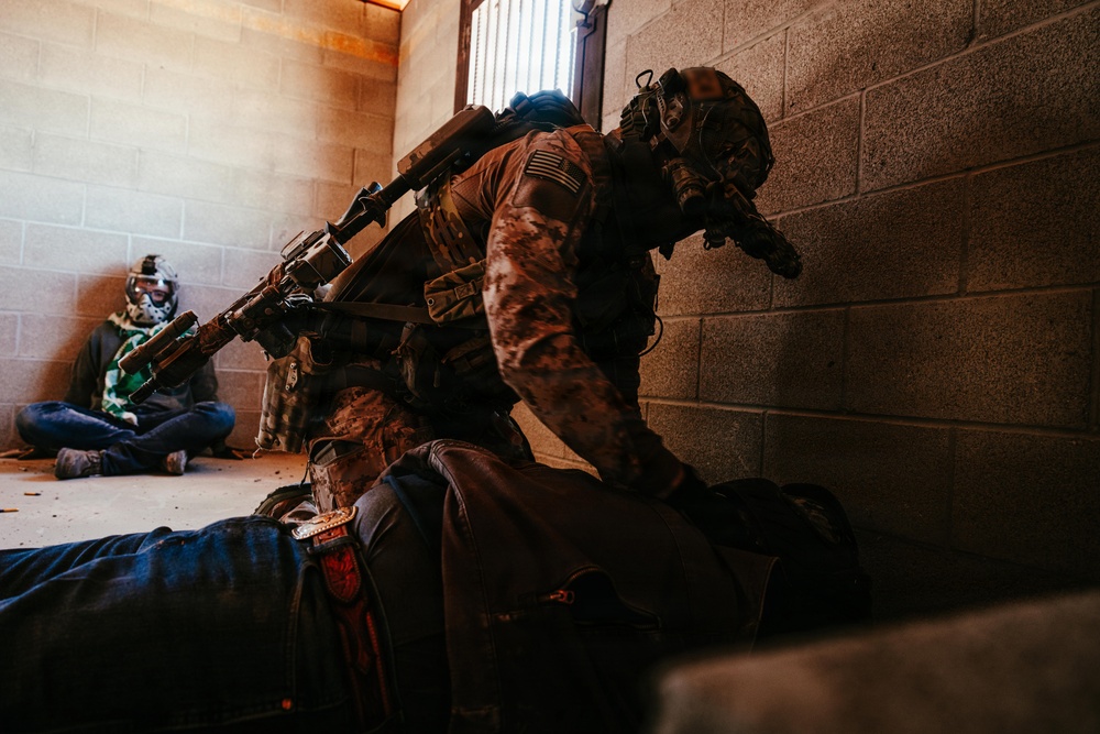 U.S. Marine Raiders conduct combined arms live-fire exercise