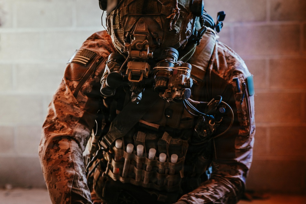 U.S. Marine Raiders conduct combined arms live-fire exercise