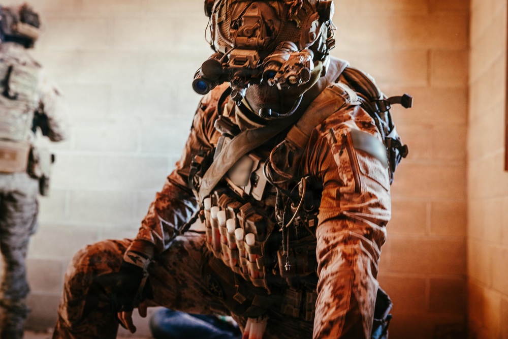 U.S. Marine Raiders conduct combined arms live-fire exercise
