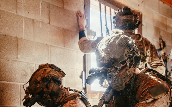 U.S. Marine Raiders conduct combined arms live-fire exercise