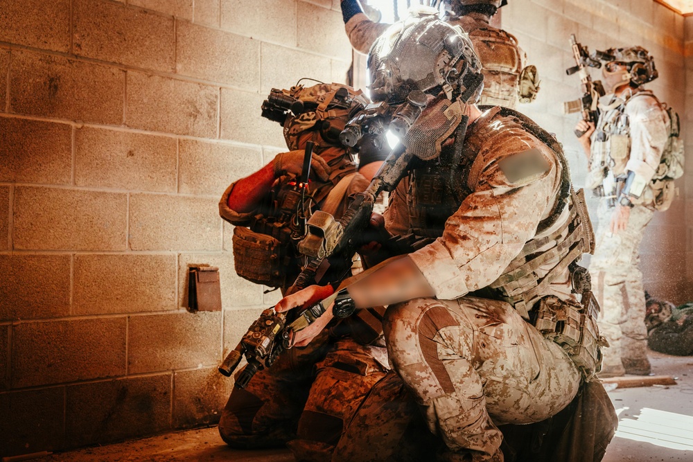 U.S. Marine Raiders conduct combined arms live-fire exercise