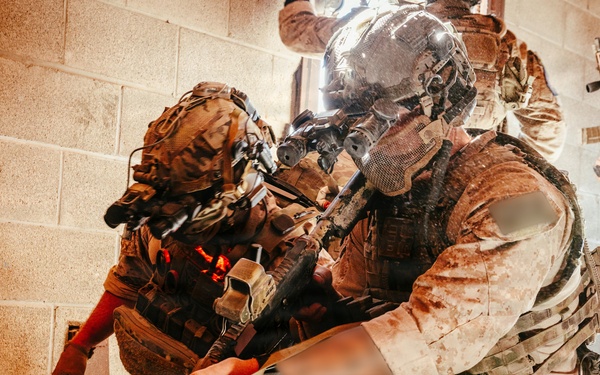 U.S. Marine Raiders conduct combined arms live-fire exercise