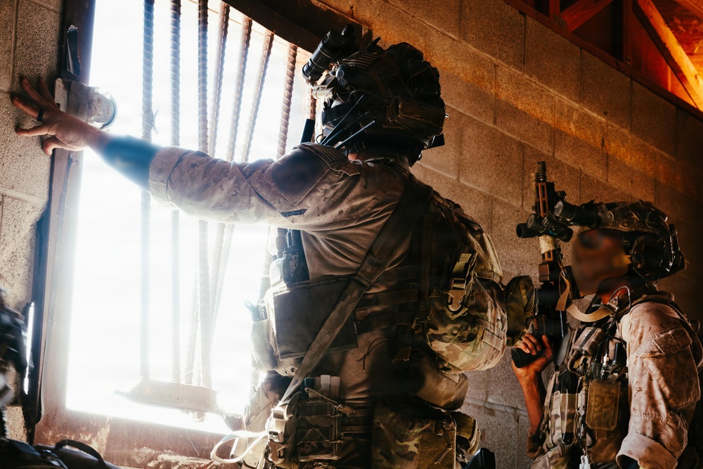 U.S. Marine Raiders conduct combined arms live-fire exercise