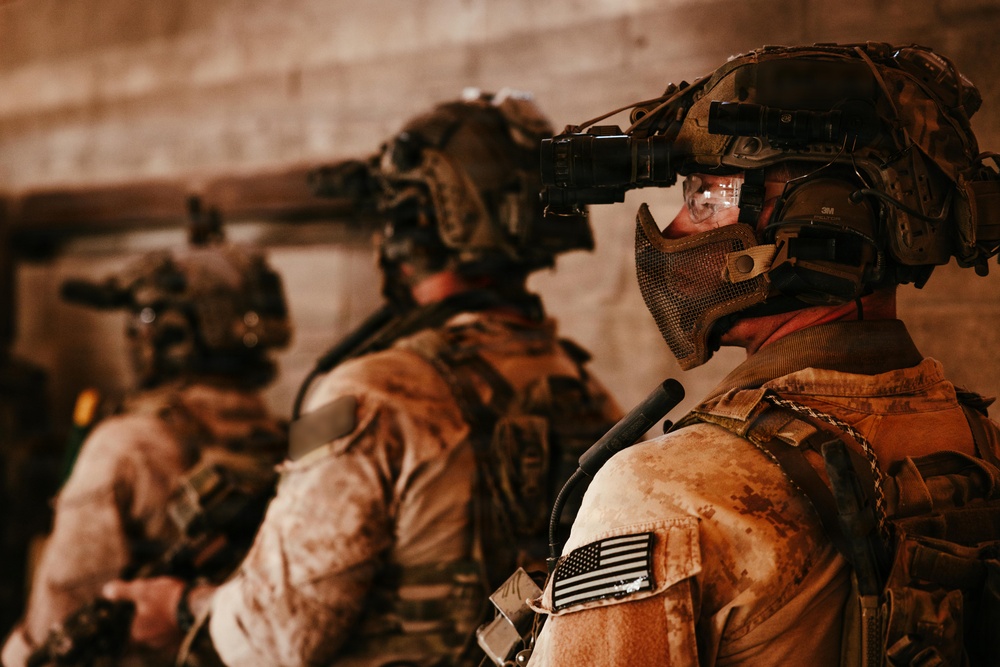 U.S. Marine Raiders conduct combined arms live-fire exercise