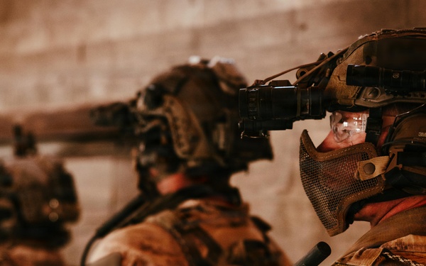 U.S. Marine Raiders conduct combined arms live-fire exercise