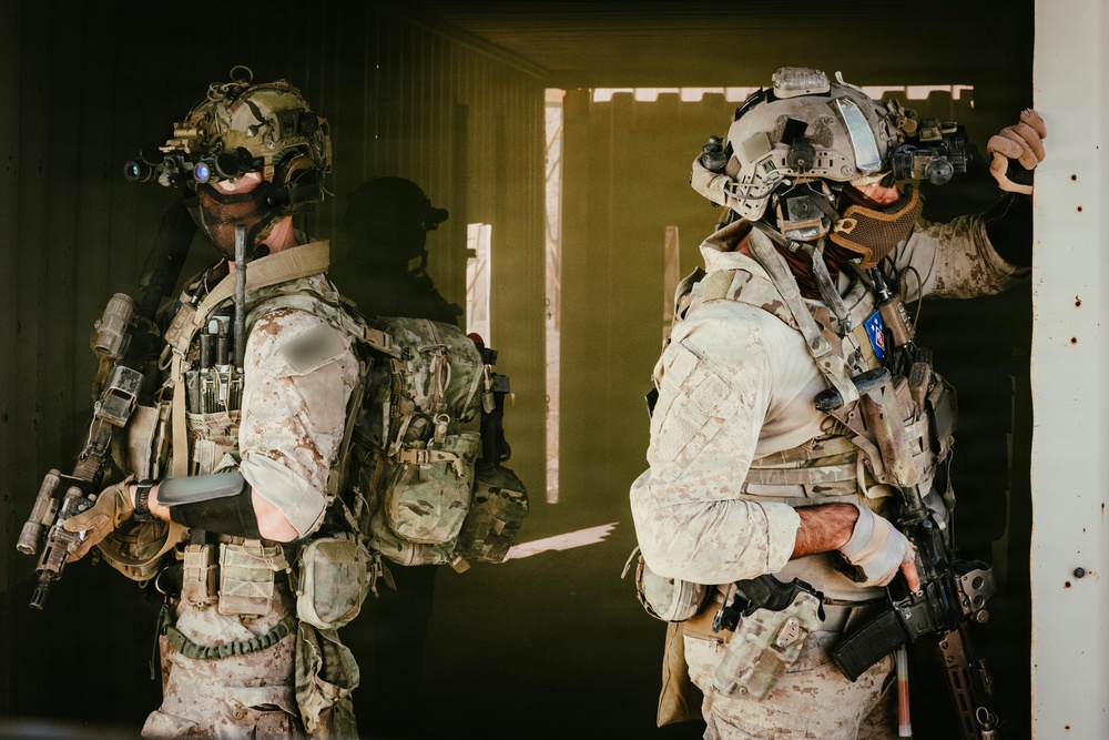 U.S. Marine Raiders conduct combined arms live-fire exercise