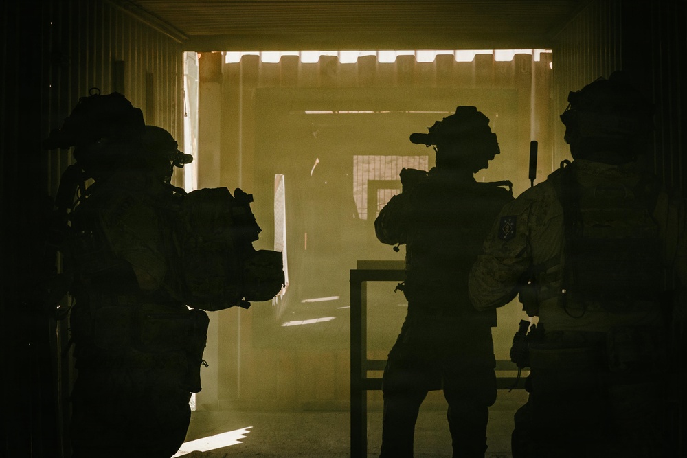 U.S. Marine Raiders conduct combined arms live-fire exercise