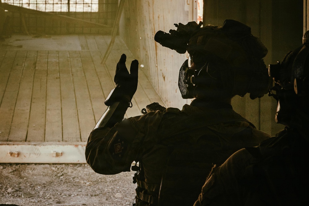 U.S. Marine Raiders conduct combined arms live-fire exercise