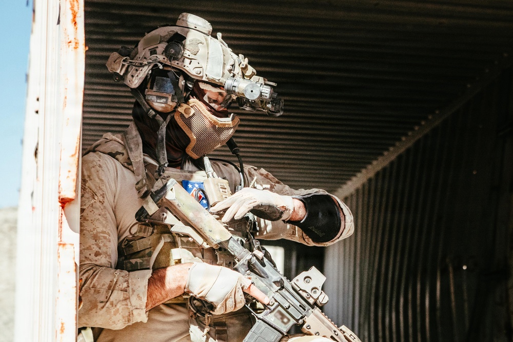 U.S. Marine Raiders conduct combined arms live-fire exercise