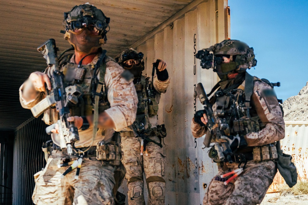 U.S. Marine Raiders conduct combined arms live-fire exercise