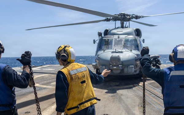 Delbert D. Black conducts flight operations