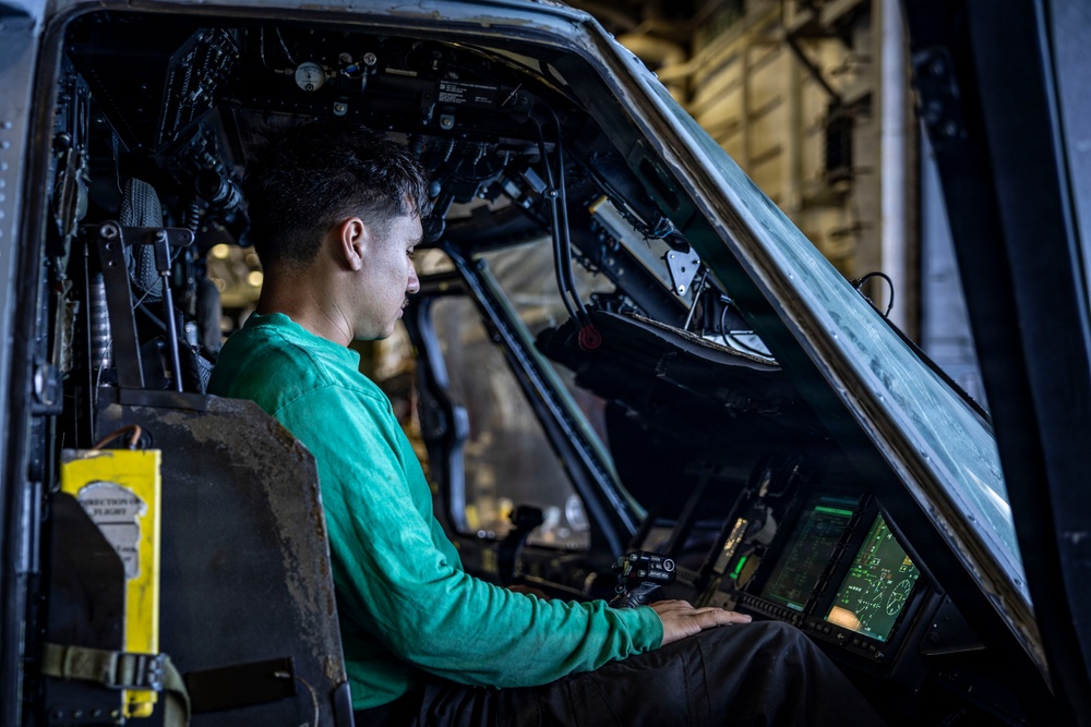 USS Iwo Jima Sailors Conduct MH-60S Seahawk Maintenance