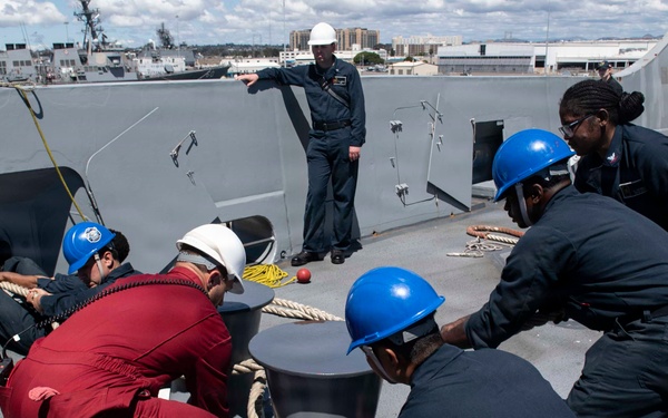 USS John P. Murtha returns to Naval Base San Diego following Artemis II recovery