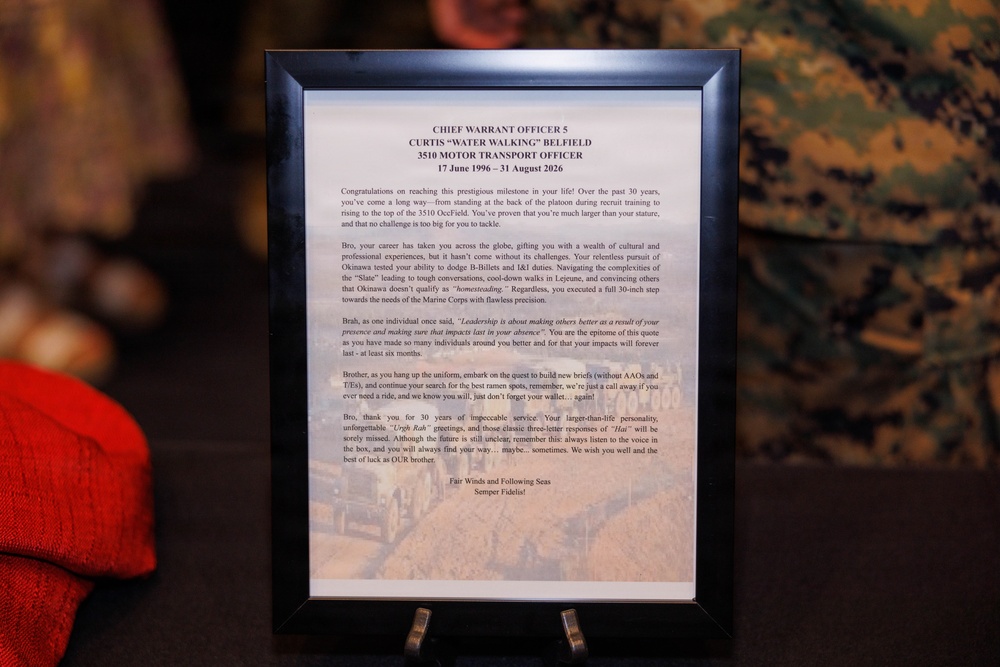 Chief Warrent Officer 5 Belfield’s Retirement Ceremony