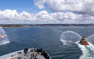 USS John P. Murtha returns to Naval Base San Diego following Artemis II recovery