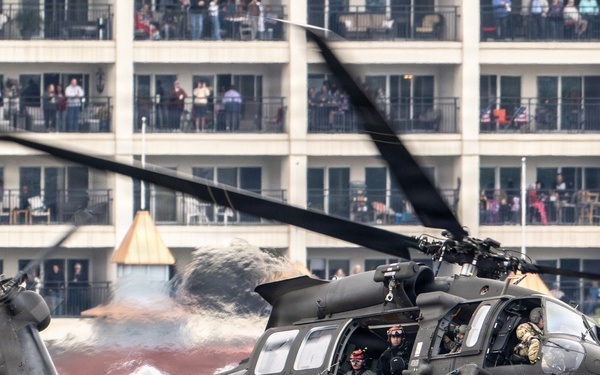 Military aircraft showcase capabilities during Thunder Over Louisville air show