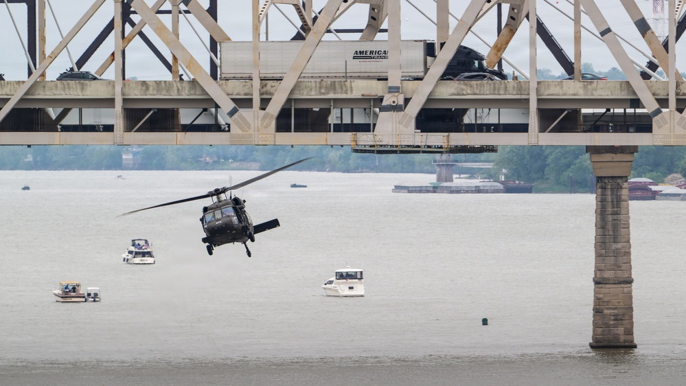Military aircraft showcase capabilities during Thunder Over Louisville air show
