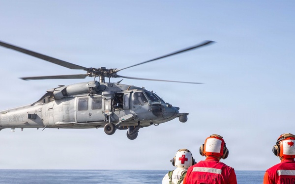 USS Mitscher (DDG 57) conducts flight deck operations