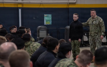 Lt. Rockrohr Conducts Chaplain Services Brief with new SWESC Students