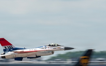Military aircraft practice at Kentucky Air Guard Base for Thunder Over Louisville air show