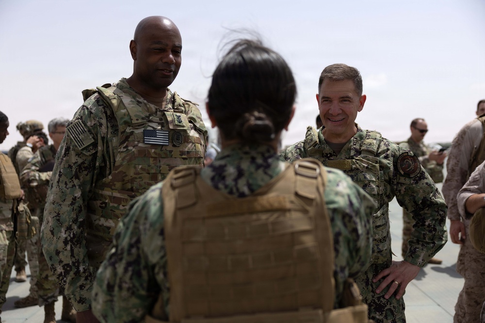 CENTCOM commander and Fleet Master Chief visit troops in the Middle East