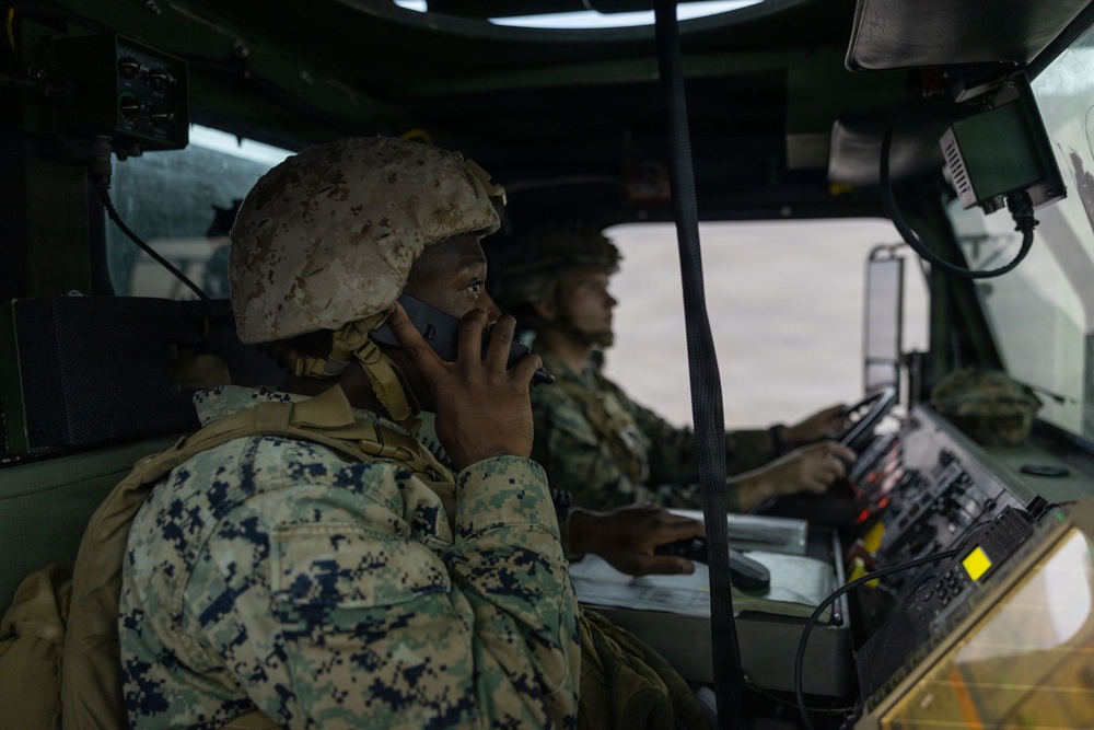 Marines with CLR-1 Conduct Combat Convoy Simulator Training