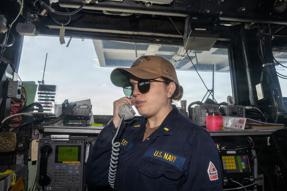 USS Iwo Jima Sailors In the Pilot House