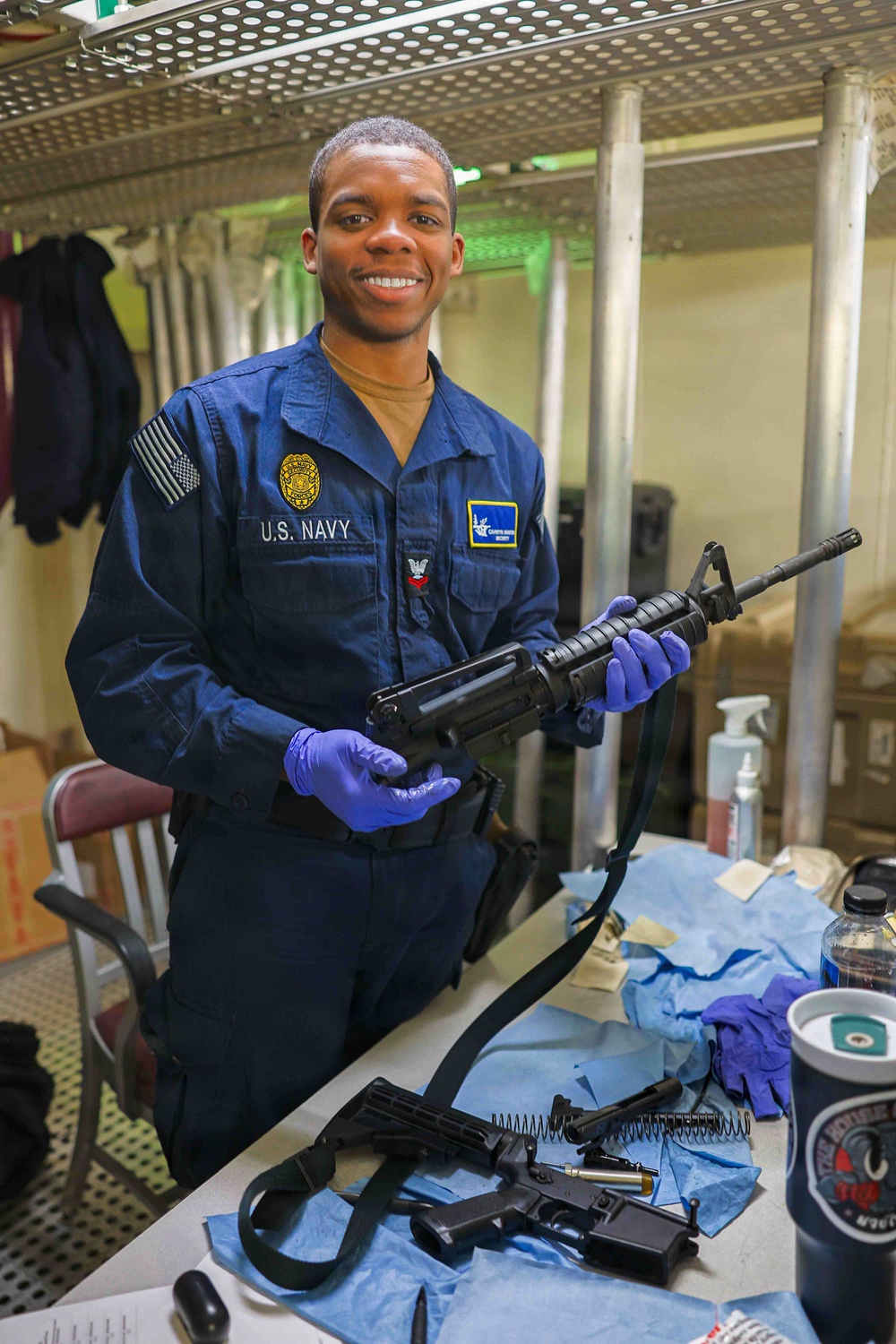PCU John F. Kennedy Sailors Conduct Firearm Maintenance