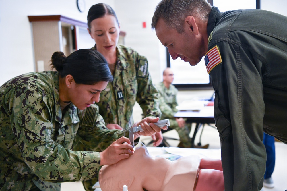 Sailors participate in an Advance Life Support (ALS) Class held by NMRTC Pensacola at Naval Hospital Pensacola