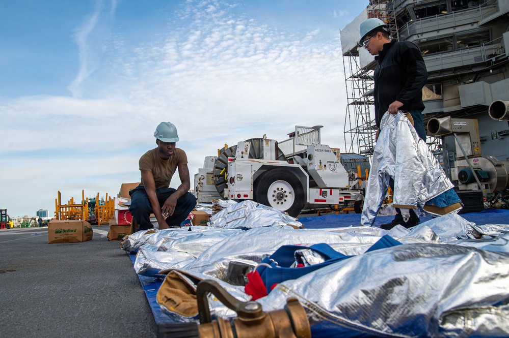 USS Ronald Reagan (CVN 76) Sailors Conduct Flight Deck Inspection