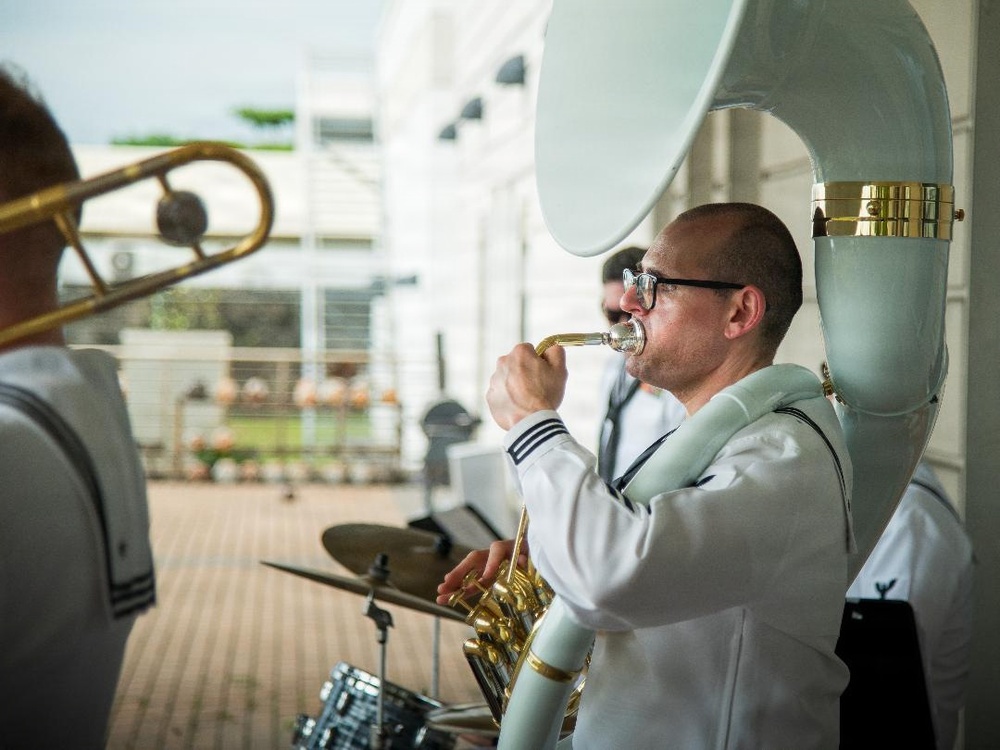 U.S. 7th Fleet Band's Broadside Brass Band Leads St. Patrick's Day Celebration at the U.S. Embassy Manila, Philippines