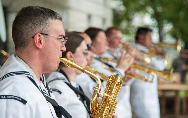 U.S. 7th Fleet Band's Broadside Brass Band Leads St. Patrick's Day Celebration at the U.S. Embassy Manila, Philippines