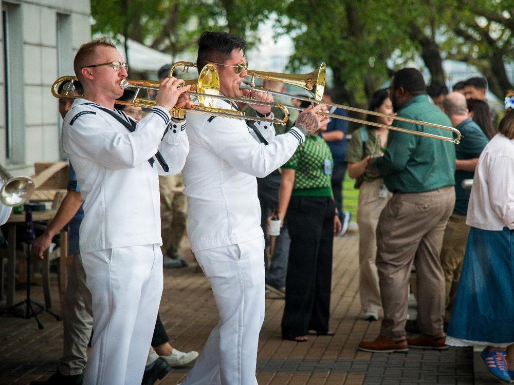 U.S. 7th Fleet Band's Broadside Brass Band Leads St. Patrick's Day Celebration at the U.S. Embassy Manila, Philippines