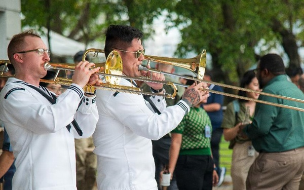 U.S. 7th Fleet Band's Broadside Brass Band Leads St. Patrick's Day Celebration at the U.S. Embassy Manila, Philippines