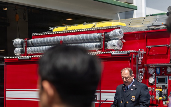 CNRJ Fire and Emergency Services Sasebo Hosts "Push-In" Ceremony for New Fire Truck
