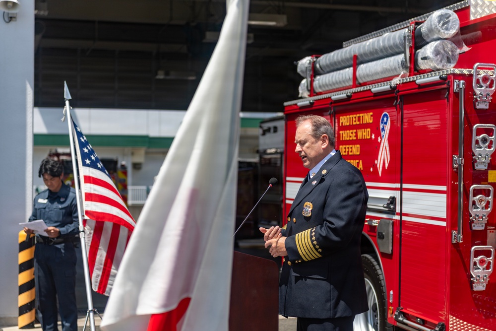 CNRJ Fire and Emergency Services Sasebo Hosts "Push-In" Ceremony for New Fire Truck