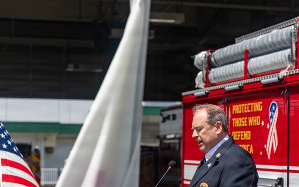 CNRJ Fire and Emergency Services Sasebo Hosts "Push-In" Ceremony for New Fire Truck
