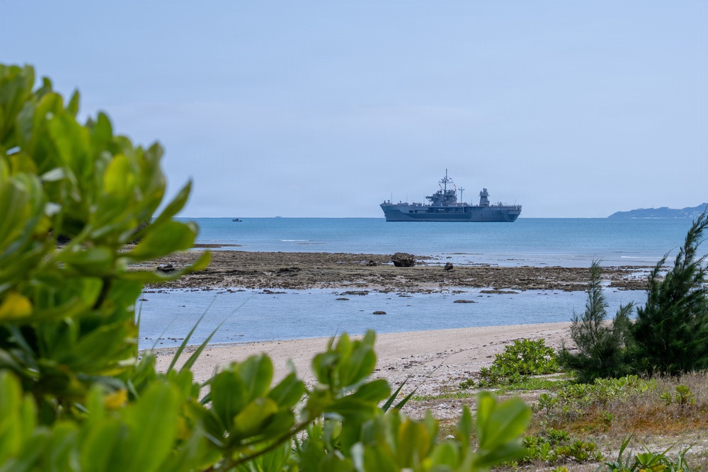 USS Blue Ridge Departs White Beach, Okinawa
