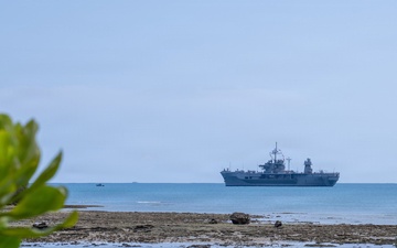 USS Blue Ridge Departs White Beach, Okinawa