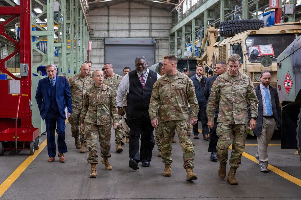 Lt. Gen. Michelle K. Donahue, U.S. Army Deputy Chief of Staff, G-4, tours the Combat Power Generation Center at MSC-K, Camp Carroll, Republic of Korea, April 17.
