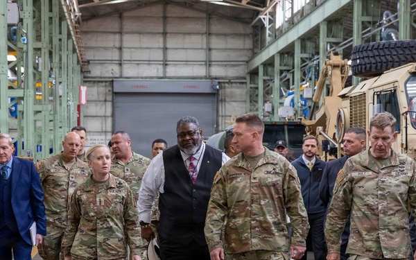 Lt. Gen. Michelle K. Donahue, U.S. Army Deputy Chief of Staff, G-4, tours the Combat Power Generation Center at MSC-K, Camp Carroll, Republic of Korea, April 17.