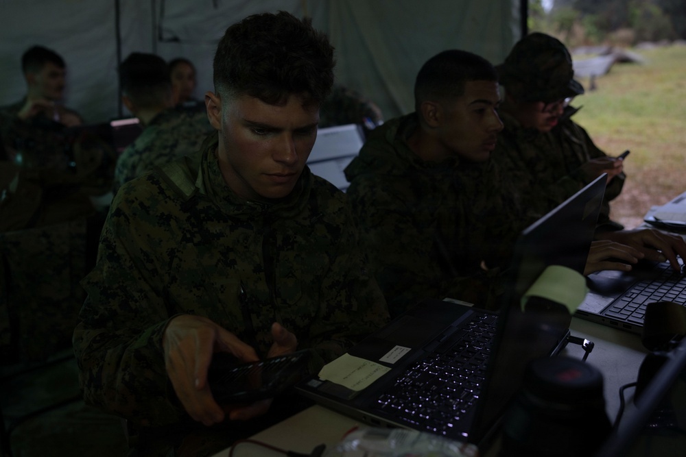 U.S. Marines participate in COMMSTRAT Field Training Exercise