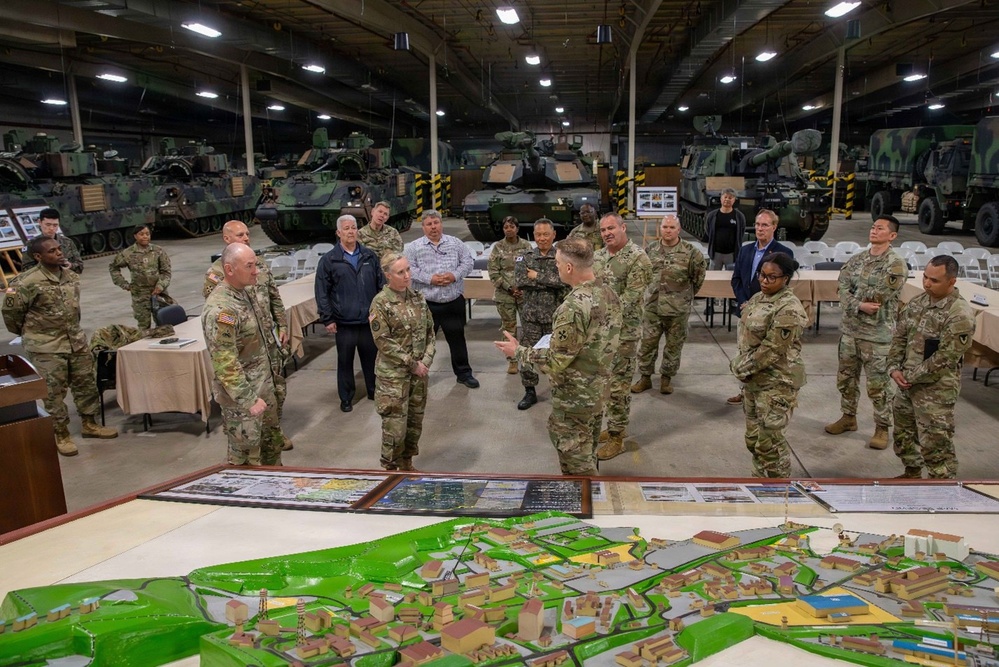 Lt. Gen. Michelle K. Donahue, U.S. Army Deputy Chief of Staff, G-4, tours Army Prepositioned Stock-4 (APS-4) at Camp Carroll, Republic of Korea, April 17.